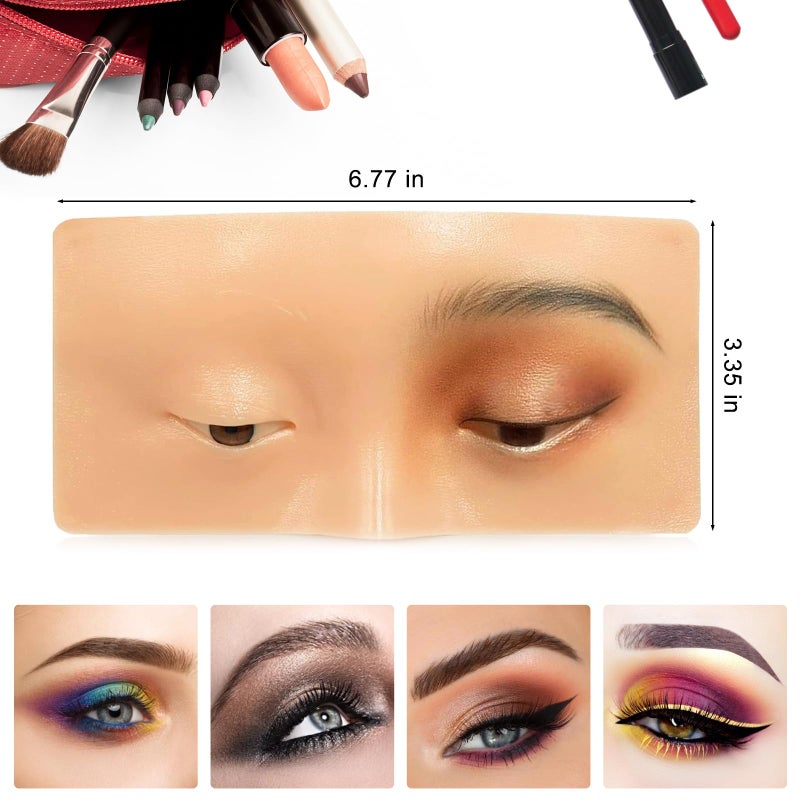 FTOYIN Makeup Practice Face Board FTOYIN, Silicone 3D Realistic Pad for Makeup Beginners and Professional Enthusiasts, Eyeshadow Eyeliner Eyebrow Lash mapping Realistic Face Skin Eye Make up Practice Model - Image 4