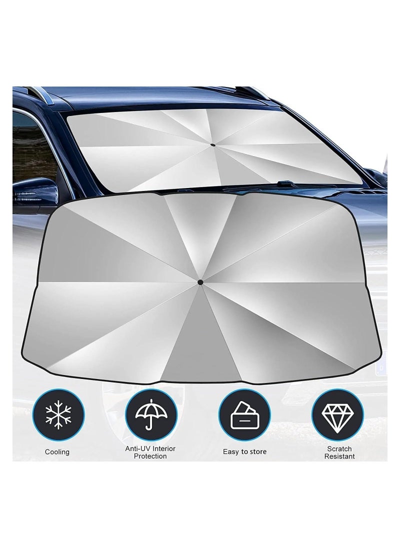 Generic Car Sun Shade, Windshield Sun Shade Uv Rays Protection For Car, Foldable Umbrella Car Shade, Easy To Use Car Sun Shade, The Car Sun Shade Comes With Leather Storage Pouch For Easy Storage  - Image 2