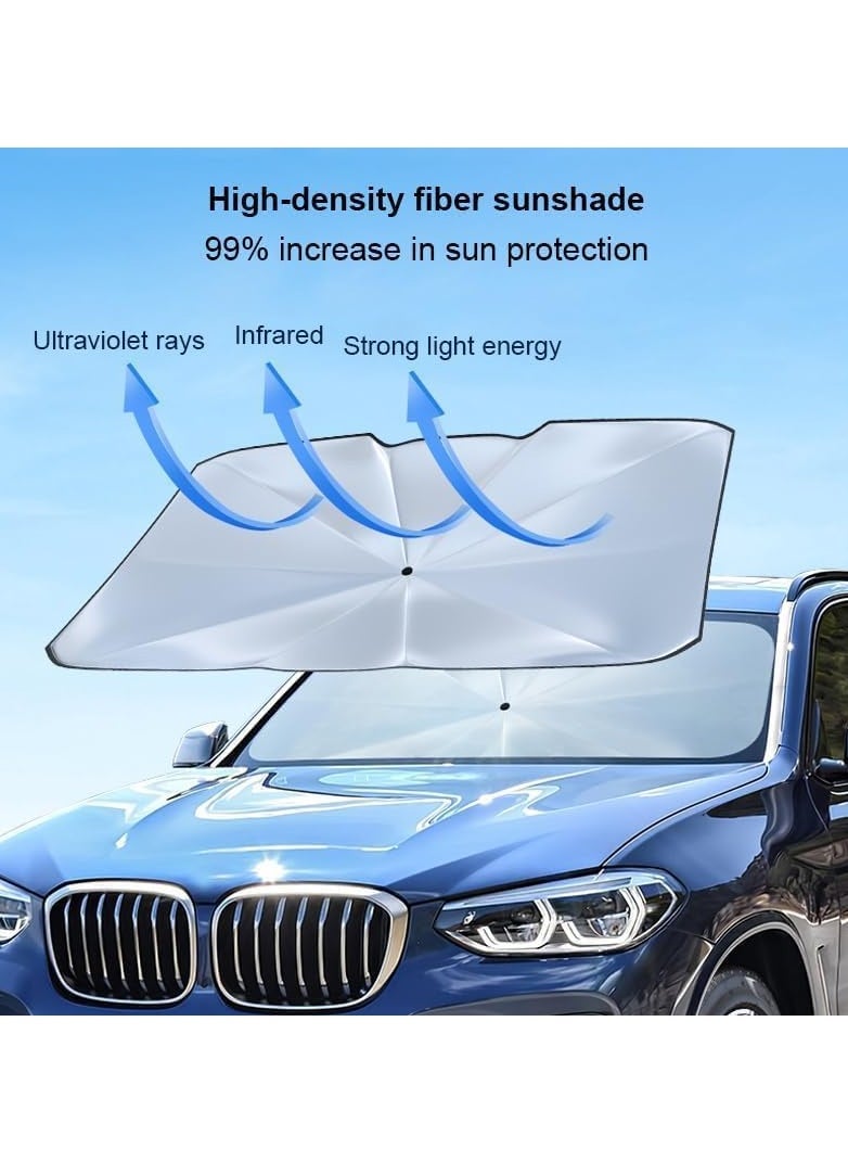 Generic Car Sun Shade, Windshield Sun Shade Uv Rays Protection For Car, Foldable Umbrella Car Shade, Easy To Use Car Sun Shade, The Car Sun Shade Comes With Leather Storage Pouch For Easy Storage  - Image 4