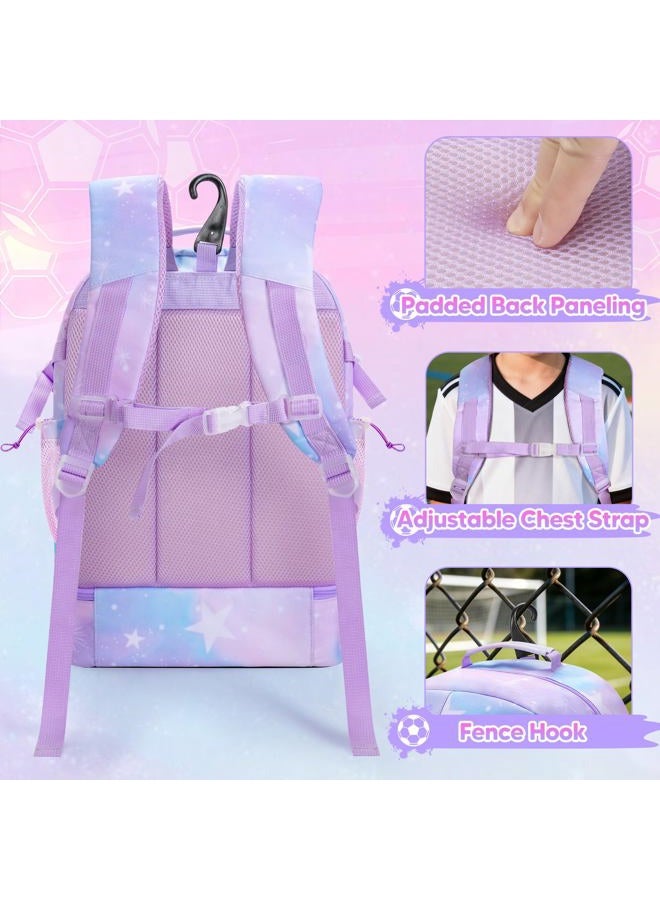 Smasrob Soccer Bags for Girls with Separate Ball Pocket and Shoe Compartment, Sports Backpack for Soccer, Basketball, Volleyball, Purple - Image 5