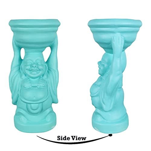 Lasaki Laughing Buddha Aqua Ceramic Pots for Indoor Plants, Planters, Flower, Gamla, Outdoor, Balcony, Home, Garden, Office Decor, Succulent(D-10 X H-23.5 Cm) (Plants Not Included) - Image 5