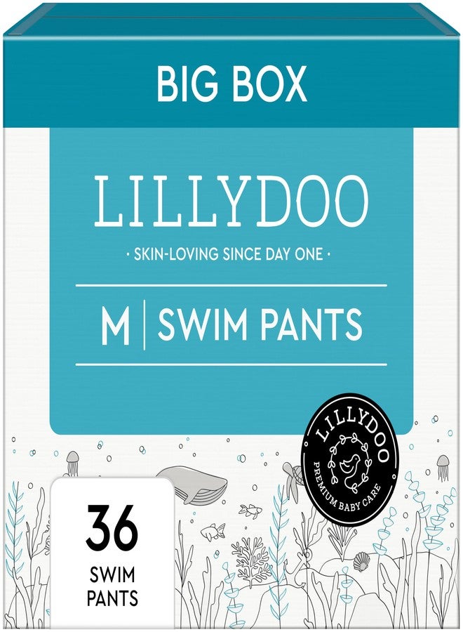 LILLYDOO Baby Swim Diapers - Size Medium (20-33 lbs), Half-Monthly Supply (36 Count), Blue Whales Design, Skin-Friendly, Perfume- & Chlorine-Free, Hypoallergenic, Dermatologist Tested, Oeko-TEX® - Image 1
