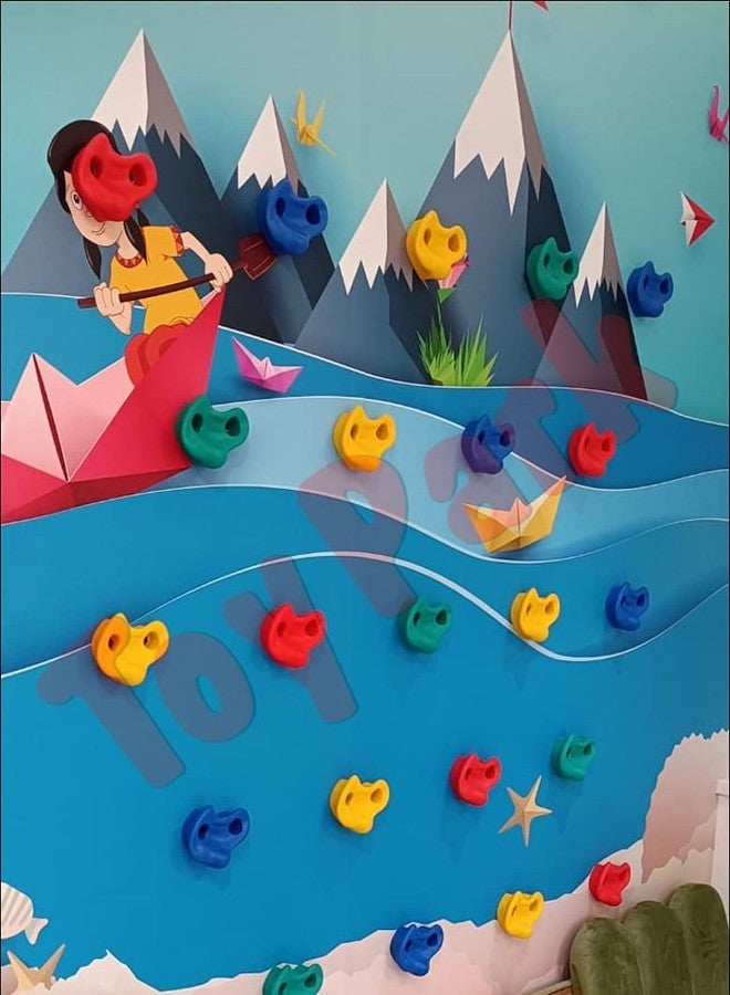 توي بارك مجموعة صخور تسلق كبيرة جدًا من توي بارك، 12 قطعة، مناسبة لجدران ملاعب الأطفال، مكعبات خشبية (حجم كبير) للأطفال والكبار، متعددة الألوان - Image 2