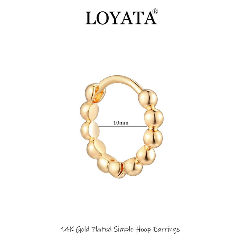 LOYATA Beaded Hoop Earrings Gold Huggie Sleeper 14K Gold Plated Dainty Small Simple Hypoallergenic Jewelry Gift for Women - Image 5