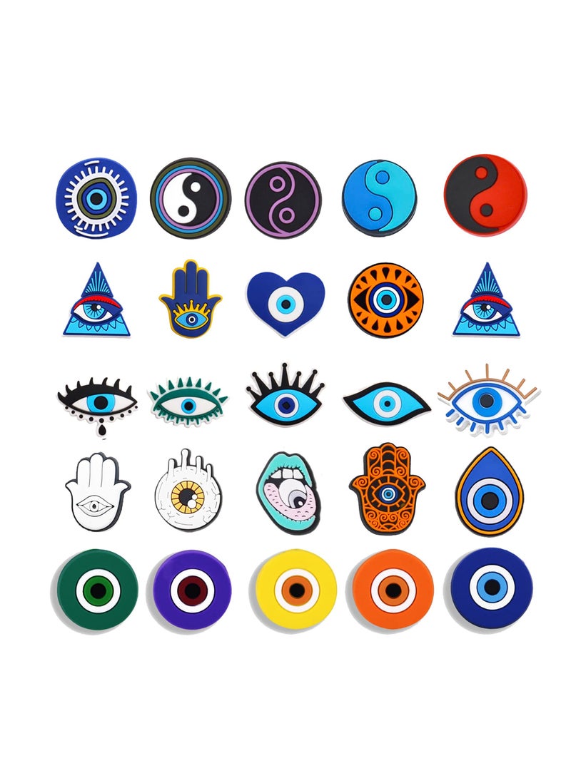 SYOSI Croc Jibbitz Shoe Charms for Croc 25 Pcs Evil Eyes Shoe Decoration Charms, Bracelet Wristband Accessories Party Gifts - Image 1