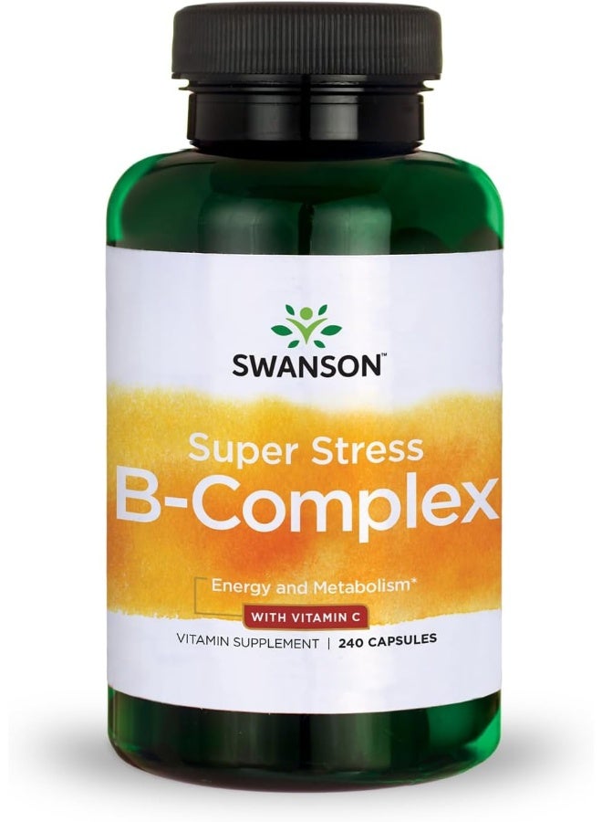 Swanson Super Stress B-Complex - Vitamin Supplement - Formula for Healthy Energy Levels - (240 Capsules) - Image 1