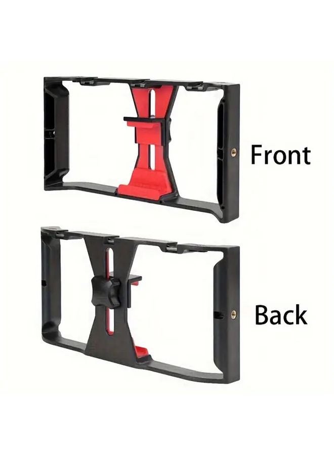 Black ABS Handheld Stabilizer With 3 Cold Shoe Microphone Stand And Multiple 1 4 Expansion Ports - Image 1