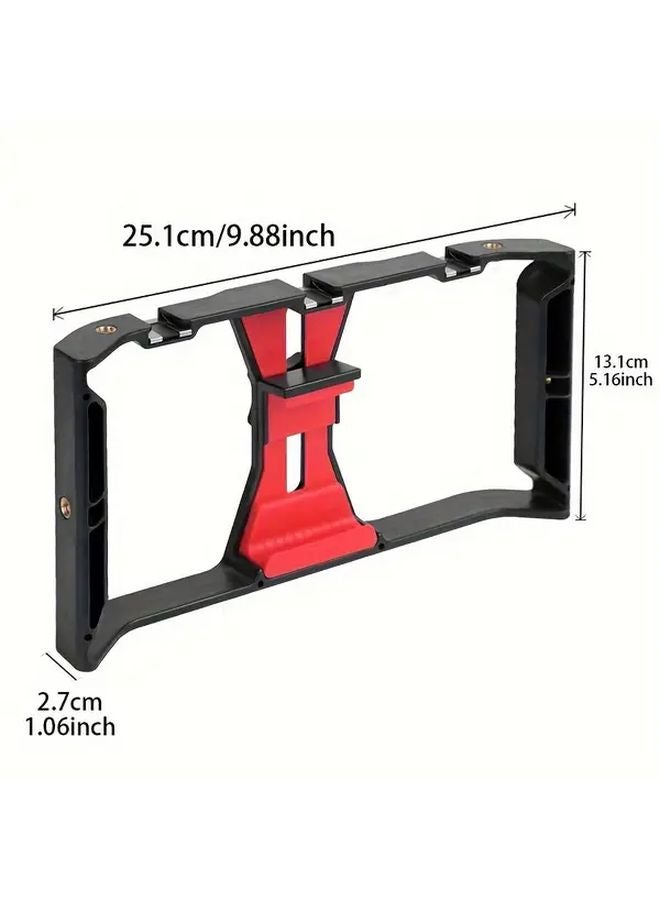 Black ABS Handheld Stabilizer With 3 Cold Shoe Microphone Stand And Multiple 1 4 Expansion Ports - Image 3