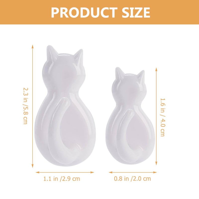 4Pcs White Cat Tail Wall Hooks Self Adhesive Strong Sticky Key Bag Holder For Kitchen Bathroom Organization - Image 3