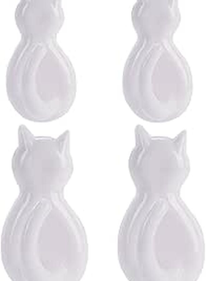 4Pcs White Cat Tail Wall Hooks Self Adhesive Strong Sticky Key Bag Holder For Kitchen Bathroom Organization - Image 1