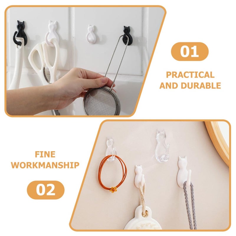 4Pcs White Cat Tail Wall Hooks Self Adhesive Strong Sticky Key Bag Holder For Kitchen Bathroom Organization - Image 4