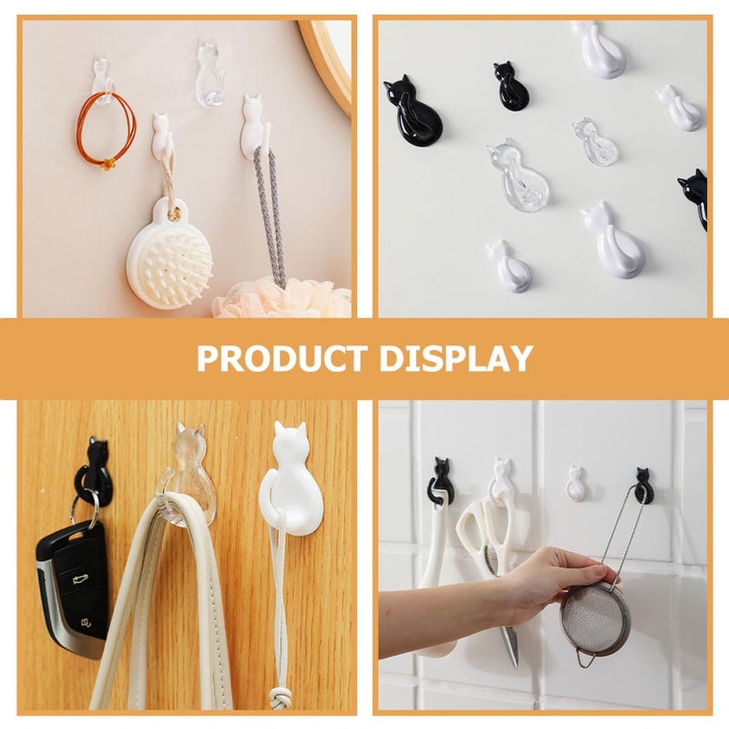 4Pcs White Cat Tail Wall Hooks Self Adhesive Strong Sticky Key Bag Holder For Kitchen Bathroom Organization - Image 5