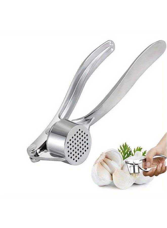 Heavy Duty Silvery Metal Manual Garlic Ginger Press With Ergonomic Handle - Image 3