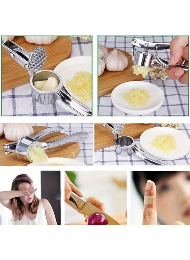 Heavy Duty Silvery Metal Manual Garlic Ginger Press With Ergonomic Handle - Image 4