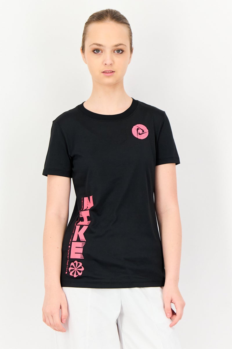 Nike Women Standard Fit Short Sleeve Training T-Shirt, Black - Image 1