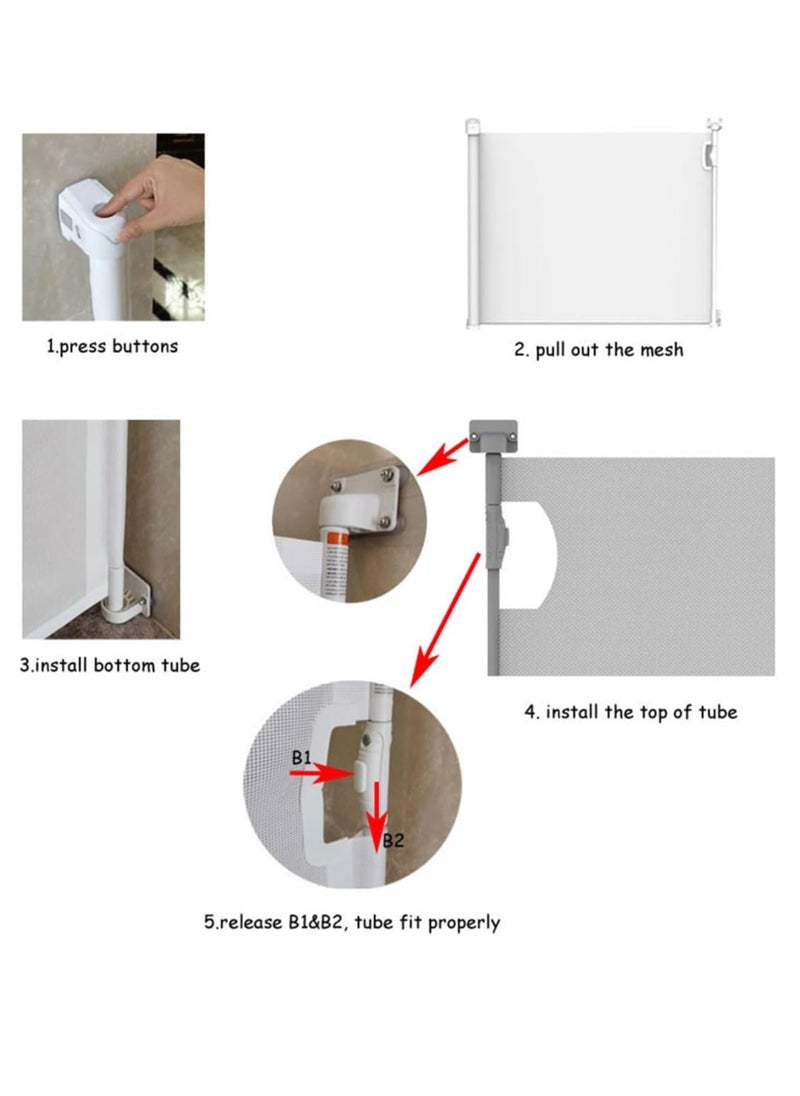 ECVV® Retractable Baby & Dog Gate for Stairs & Doorways（140cm Wide x 92cm Tall） - Expandable Mesh Safety Gate, Easy Installation, White - pzsku/ZC35779B7DAF63C797FA8Z/45/_/1728735750/811cb02a-d8ec-4ecf-b0e4-4285d098999b