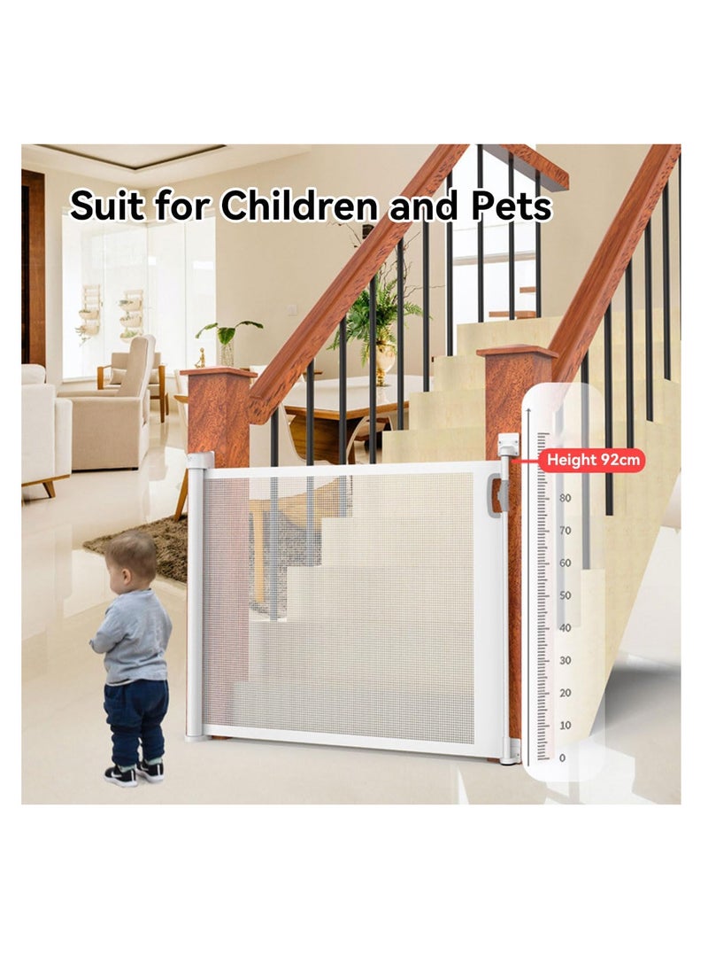 ECVV® Retractable Baby & Dog Gate for Stairs & Doorways（140cm Wide x 92cm Tall） - Expandable Mesh Safety Gate, Easy Installation, White - pzsku/ZC35779B7DAF63C797FA8Z/45/_/1728735801/d1e20cfe-5c45-4680-b633-808dd043eafc