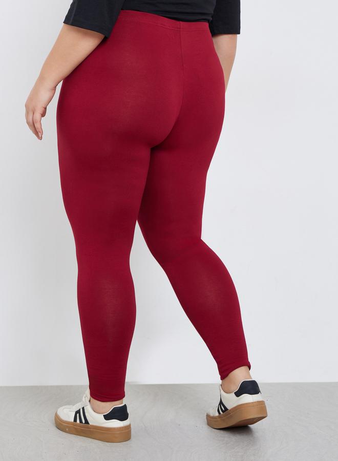Styli Burgundy Plus Size Leggings - Image 4