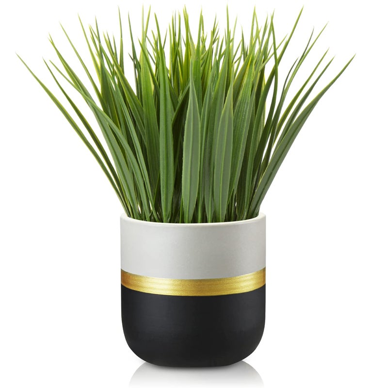 Artificial Plants Small Faux Plant Decor Fake Potted Plant Faux Plants in Pots Fake Grass Pot for Home Table Office Desk Room Bathroom House Indoor Decorative Gifts