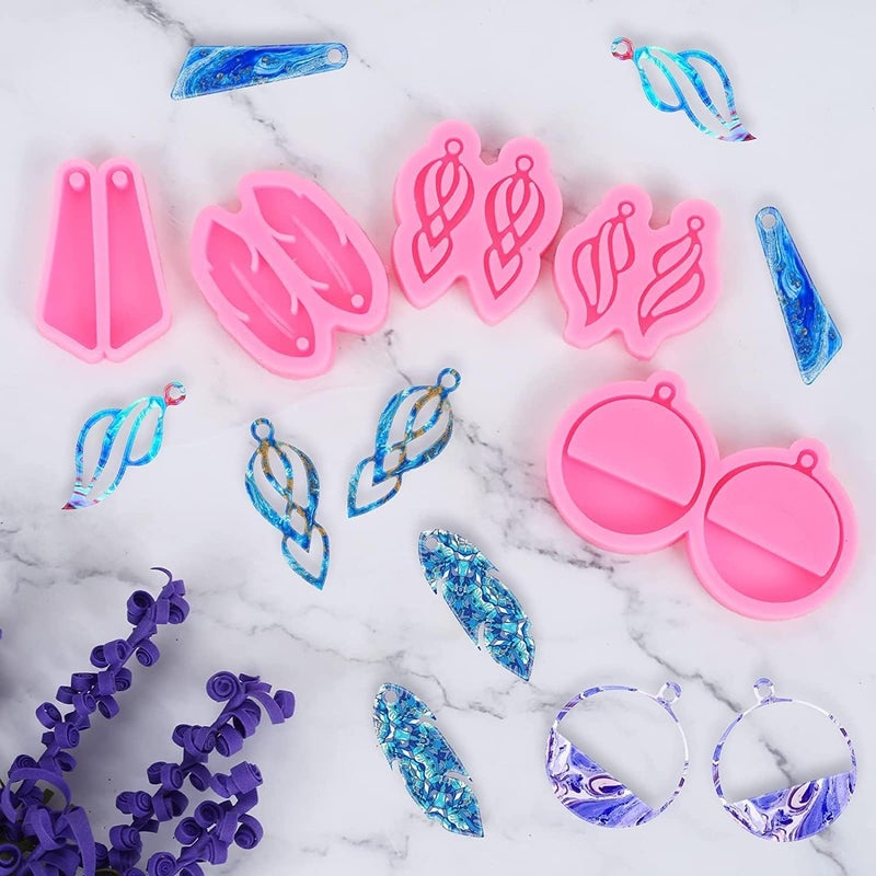 Snoogg SNOOGG ™5 Piece Pack Set of Different Earring Design Silicone Moulds Use for Resin Casting for Event, Resin Art, Wedding,Valentine,Anniversary Gift  - Image 2