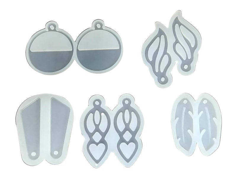 Snoogg SNOOGG ™5 Piece Pack Set of Different Earring Design Silicone Moulds Use for Resin Casting for Event, Resin Art, Wedding,Valentine,Anniversary Gift  - Image 1