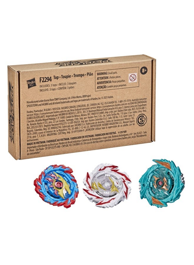 Beyblade Hasbro Burst Surge Speedstorm Tempest Cloud 3-Pack - Abyss Devolos D6,Demise Satomb,and Mirage Helios H6 Battling Game Top Toys - Image 3