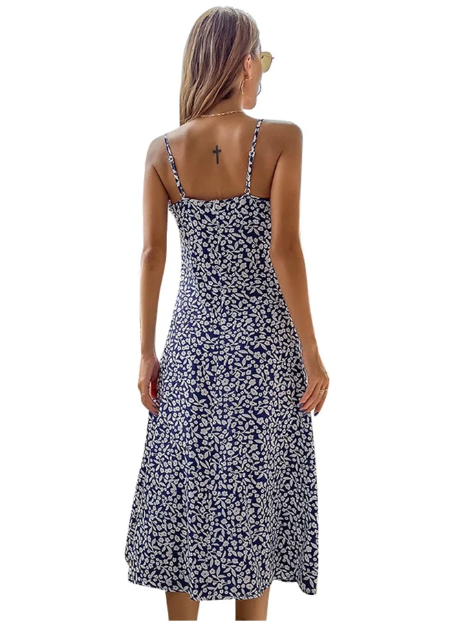 YUNIQEE Blue Floral Print Midi Dress