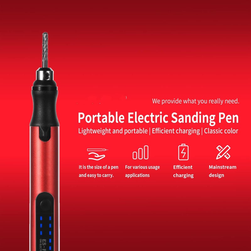 ANSAI USB Charge Portable Electric Micro Sanding Pen For Hobby Model Craft,Sanding, Polishing, Drilling, Etching, Engraving, DIY Crafts (ES-P sanding pen) - Image 2