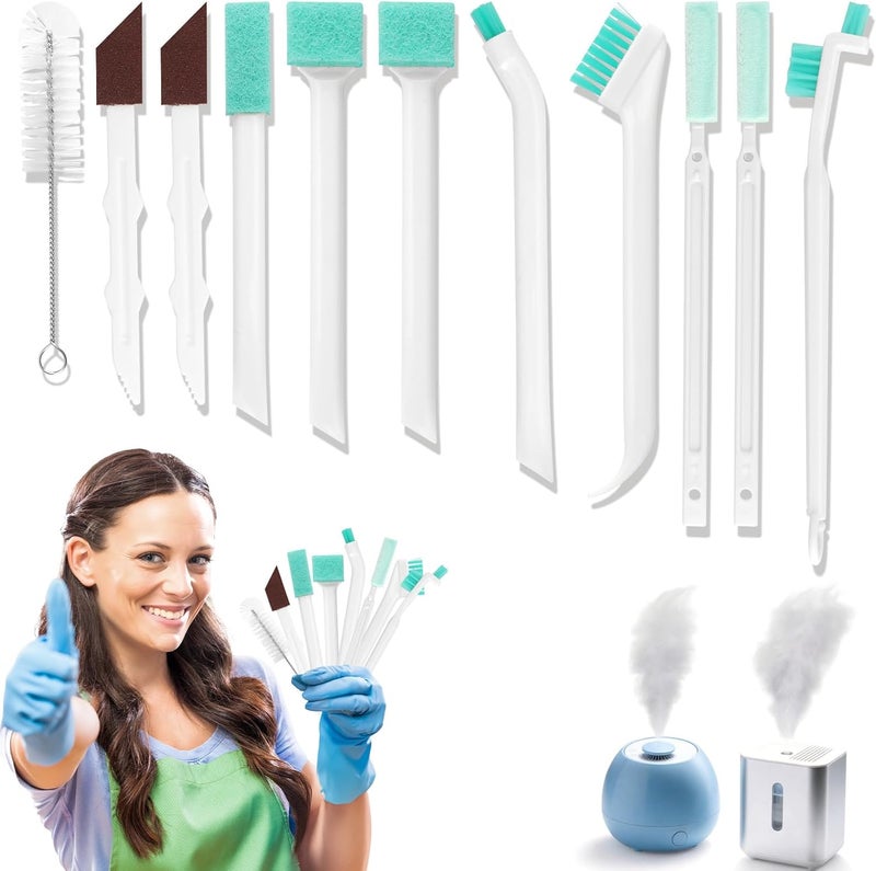 XPMBF 11 Pcs Humidifier Cleaner Brush Set, Crevice Cleaning Brush Small Detail Cleaning Brushes for Humidifiers, Keyboards, Tiles, Bottles & Tight Spaces | Portable Home/Travel Clean Tools - Image 1