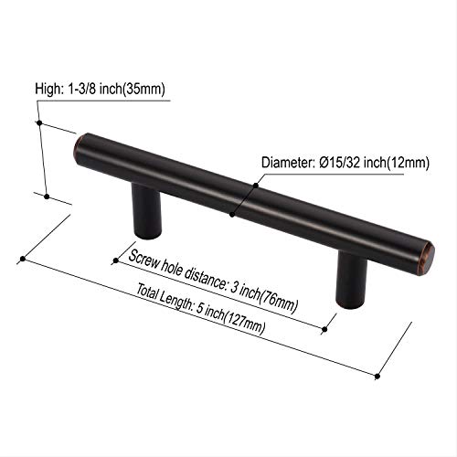 Amerdeco IH0001ORB76 10 Pack Oil Rubbed Bronze 3Inch(76mm) Hole Centers Kitchen Cabinet Pulls Hardware Modern Kitchen Solid Handles for Cabinets Cupboard Handles Drawer Pulls - Image 4