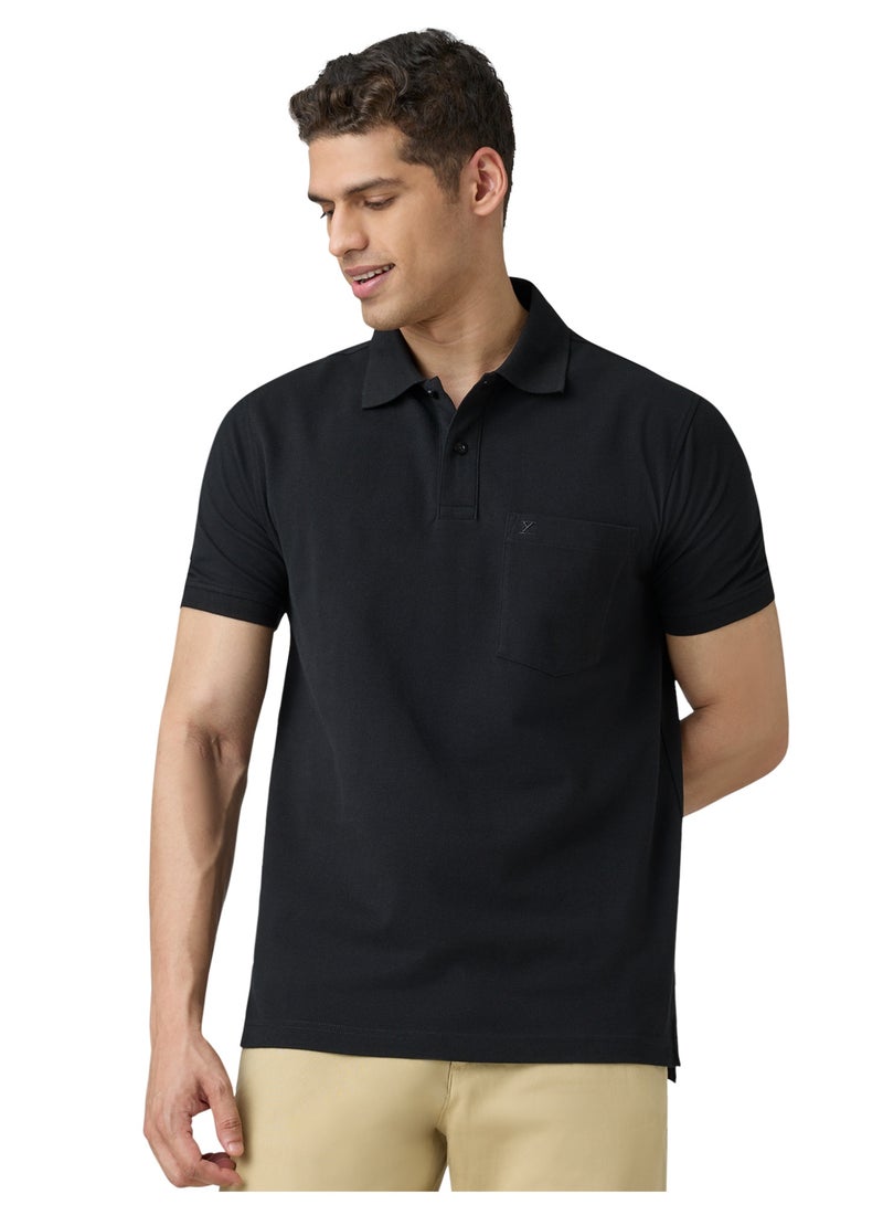 XYXX Code Super Combed Cotton Men's Polo T-Shirt Black - Image 1