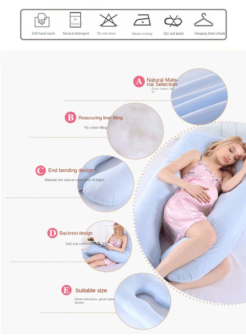 Bluejw U-Shaped Full Body Pregnancy Cotton Pillow Pregnancy Pillows For Sleeping 80x155cm  - Image 3