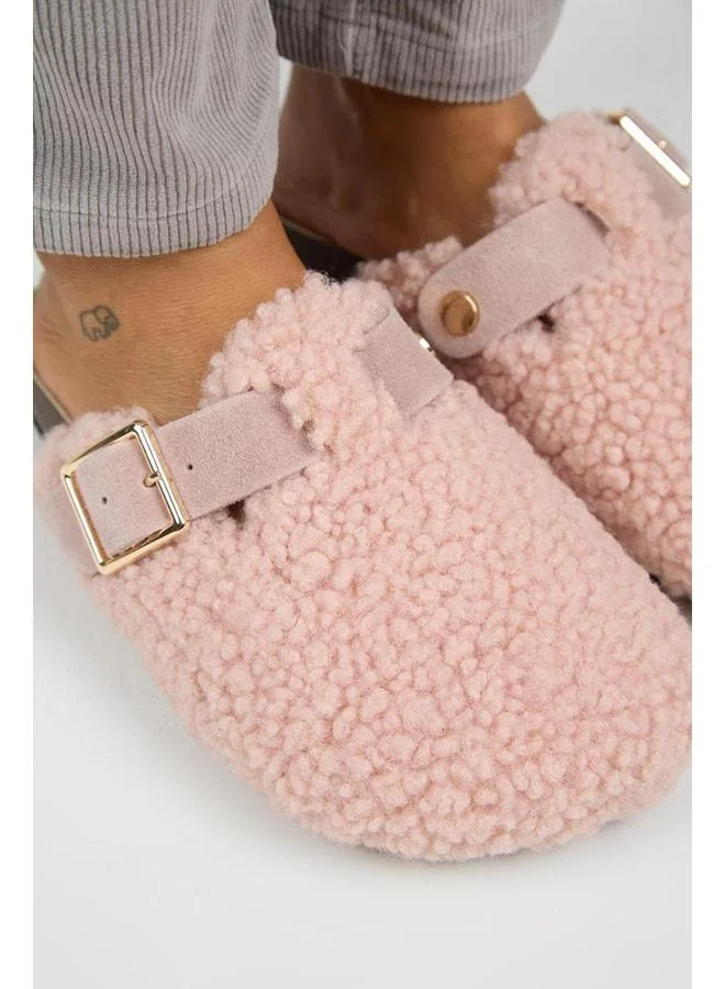 Manijero  Suzen Teddy Women's Fur Real Leather Belted Buckle Powder Sandal. for Women | Best Price UAE