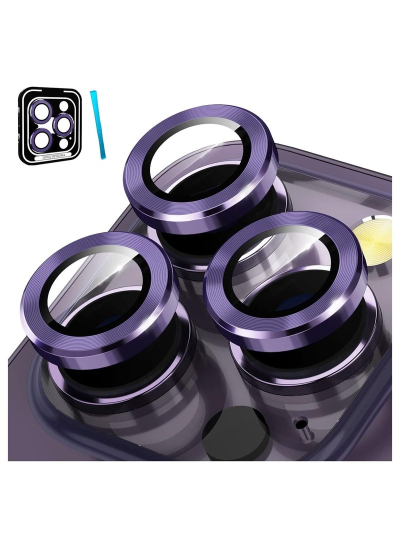 Raxoom Camera Lens Protector for iPhone 14 Pro (6.1 inch) and iPhone 14 Pro Max (6.7 inch), 9H Tempered Glass Metal Ring Camera Cover Film [Case Friendly Anti-Scratch High Definition], Purple - Image 1
