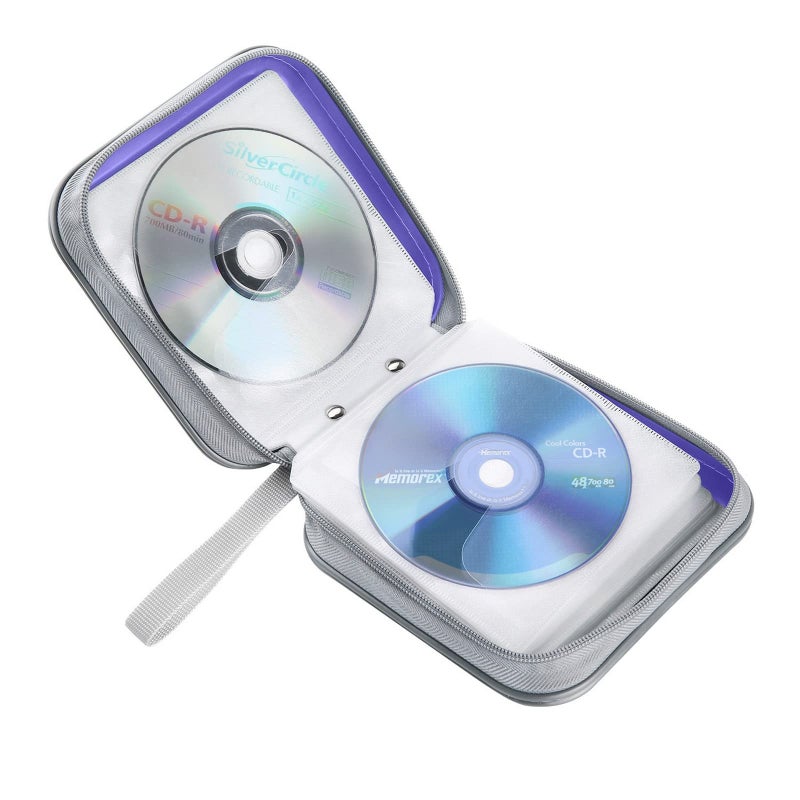 Siveit CD Case, 40 Capacity CD/DVD Case Holders Wallet Hard Plastic DVD Disc Cases Storage Binder for Car Home Office Travel (Lavender) - Image 5