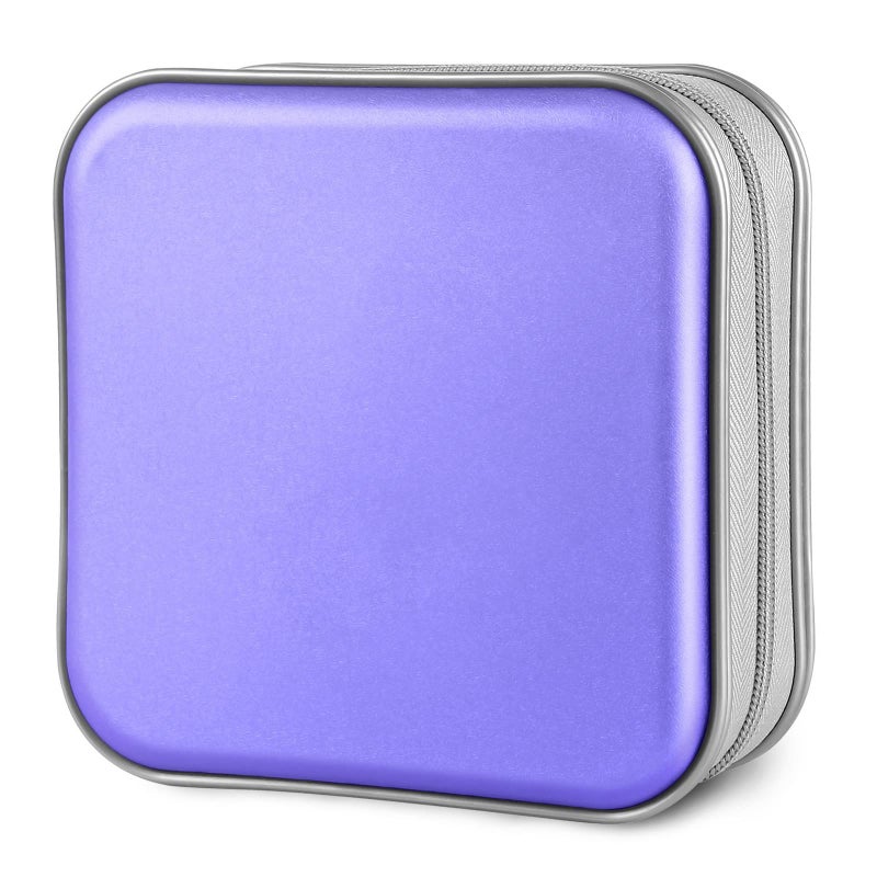 Siveit CD Case, 40 Capacity CD/DVD Case Holders Wallet Hard Plastic DVD Disc Cases Storage Binder for Car Home Office Travel (Lavender) - Image 1