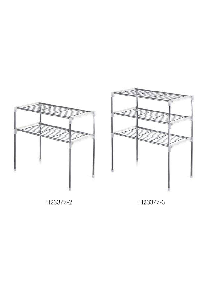 إسكدنيا رفوف مطبخ لفرن المايكروويف من 3 طبقات فضي 22.4x11.8x18.9بوصة - Image 2