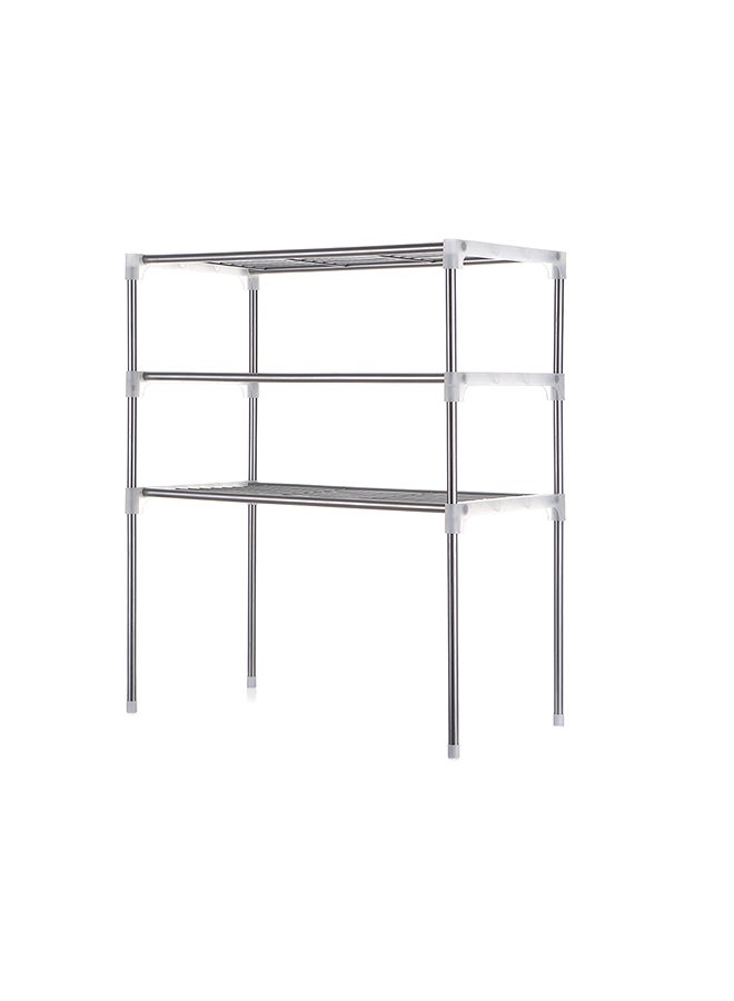 إسكدنيا رفوف مطبخ لفرن المايكروويف من 3 طبقات فضي 22.4x11.8x18.9بوصة - Image 1