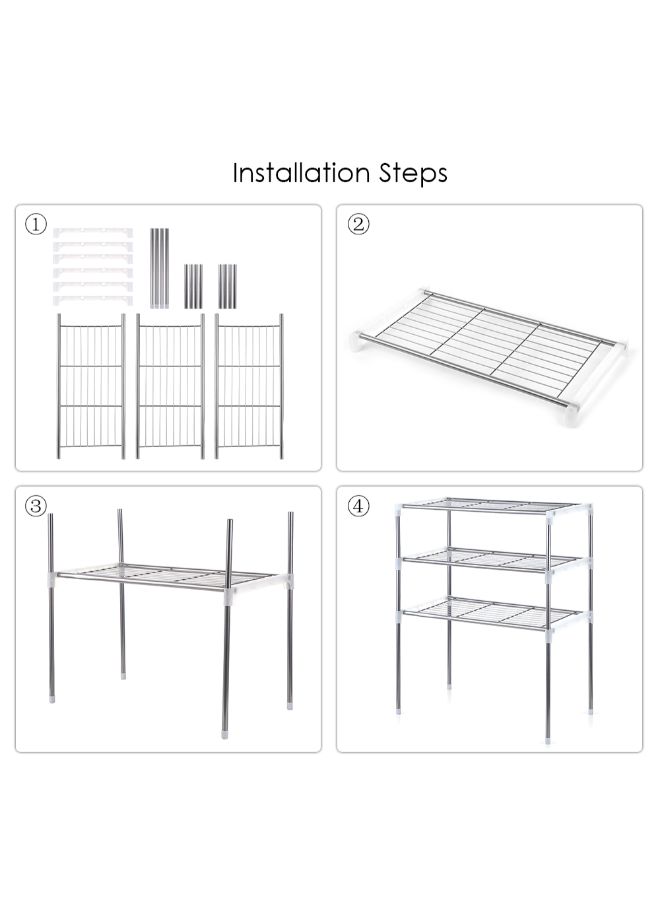 إسكدنيا رفوف مطبخ لفرن المايكروويف من 3 طبقات فضي 22.4x11.8x18.9بوصة - Image 4
