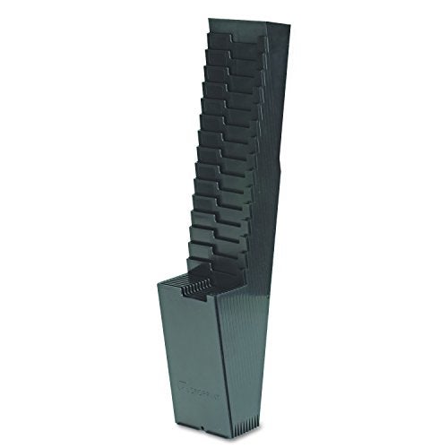 Acroprint 81-0118-000 25-Pocket Expanding Time Card Rack, Plastic, Black - Image 1