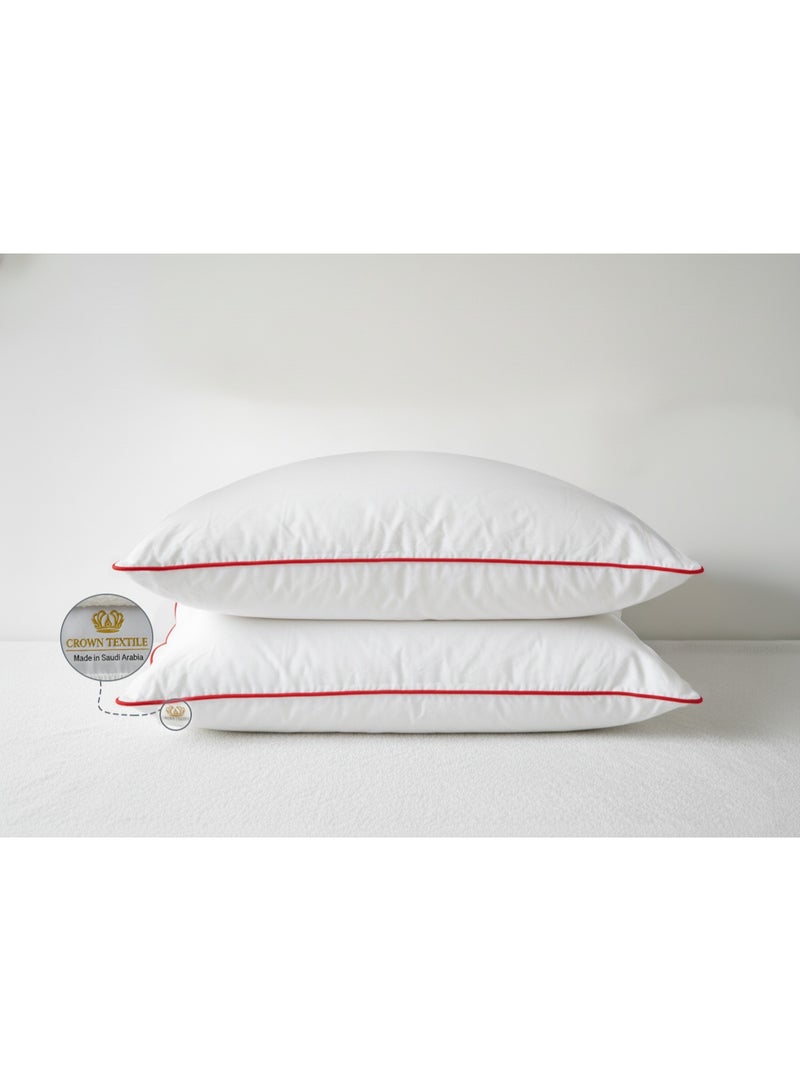 (2 pieces) Microfiber fabric with a striped border in attractive colors - 1000 grams microfiber, hotel pillow