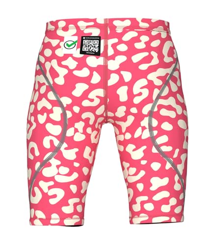 ARENA Powerskin ST Next Junior Boys' Racing Jammer Competition Swimsuit One Piece Athletic Swim Team Championship Tech Suit, Leopard Print Geranium, Size 22 - Image 2