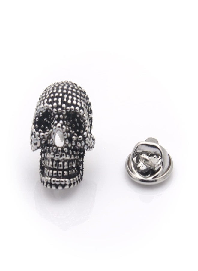Vcufflinks 3D Gothic Silver Skeleton Skull Brooch Lapel Pin - Image 1