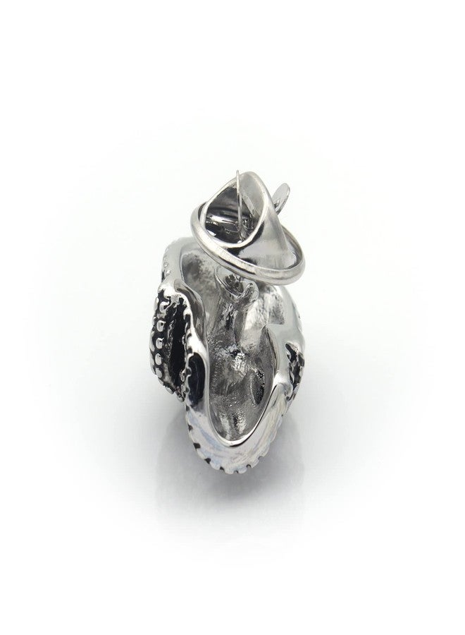 Vcufflinks 3D Gothic Silver Skeleton Skull Brooch Lapel Pin - Image 3