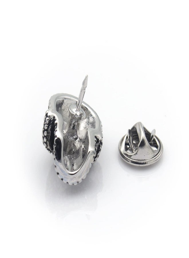 Vcufflinks 3D Gothic Silver Skeleton Skull Brooch Lapel Pin - Image 2