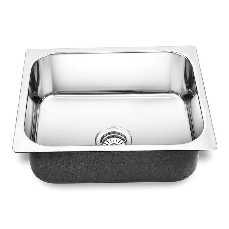 ARQUIN 304 Grade STAINLESS STEEL Single Bowl Kitchen Sink Chrome Finish 24x18x10 Square Round - Image 1