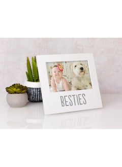 pearhead Bestie And Baby Frame Baby And Pet Keepsake Frame 4" X 6" Photo Insert Tabletop And Wall Mount Picture Frame White  - Image 3