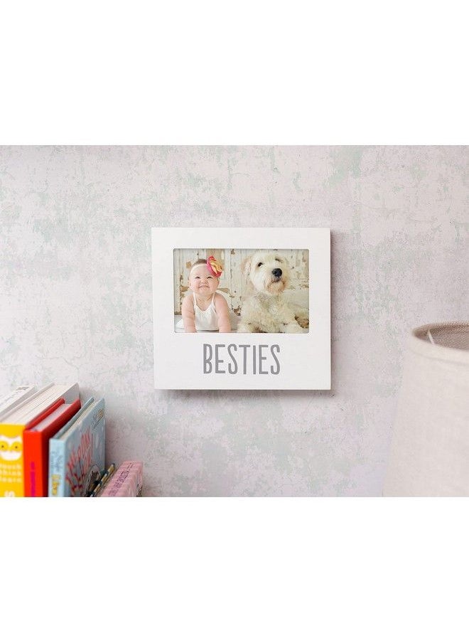 pearhead - Bestie And Baby Frame Baby And Pet Keepsake Frame 4" X 6" Photo Insert Tabletop And Wall Mount Picture Frame White - Image 1