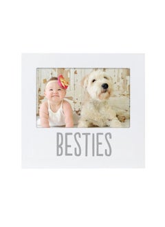 pearhead Bestie And Baby Frame Baby And Pet Keepsake Frame 4" X 6" Photo Insert Tabletop And Wall Mount Picture Frame White  - Image 2