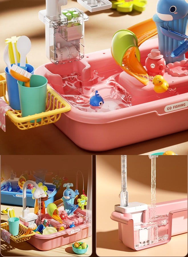 Children's dishwashing playset Dishwasher toys Fishing toys Vegetable washing sink Kitchen toys Situational simulation toys - Image 3